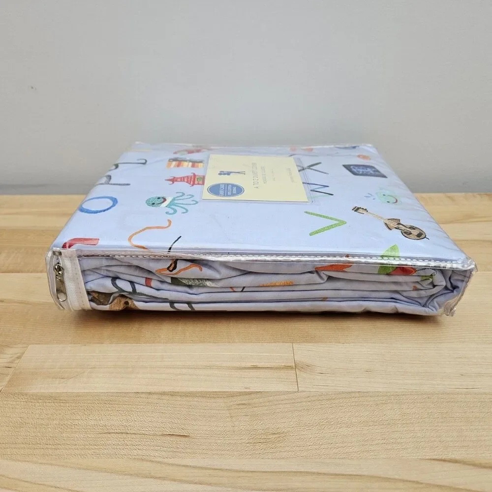 NEW Pottery Barn Kids Alphabet Soup KING Duvet Cover ABC Printed Bedding COTTON